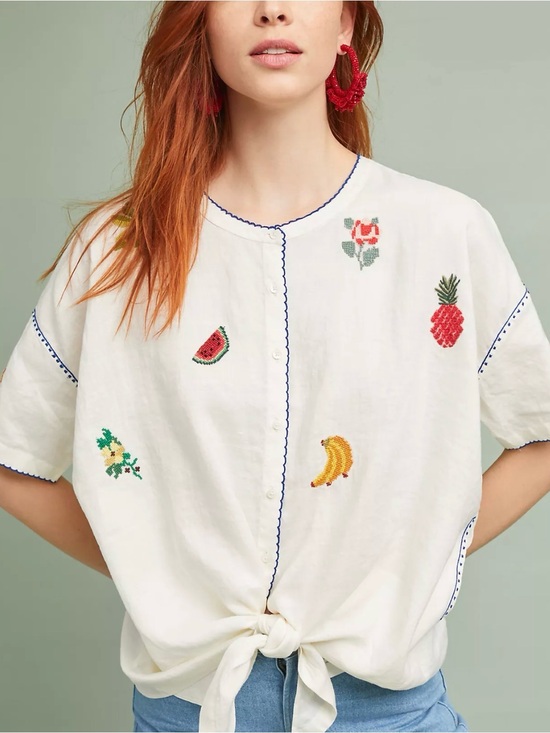 Anthropologie Tops - Anthropologie x Intropia Fruit Embroidered Top